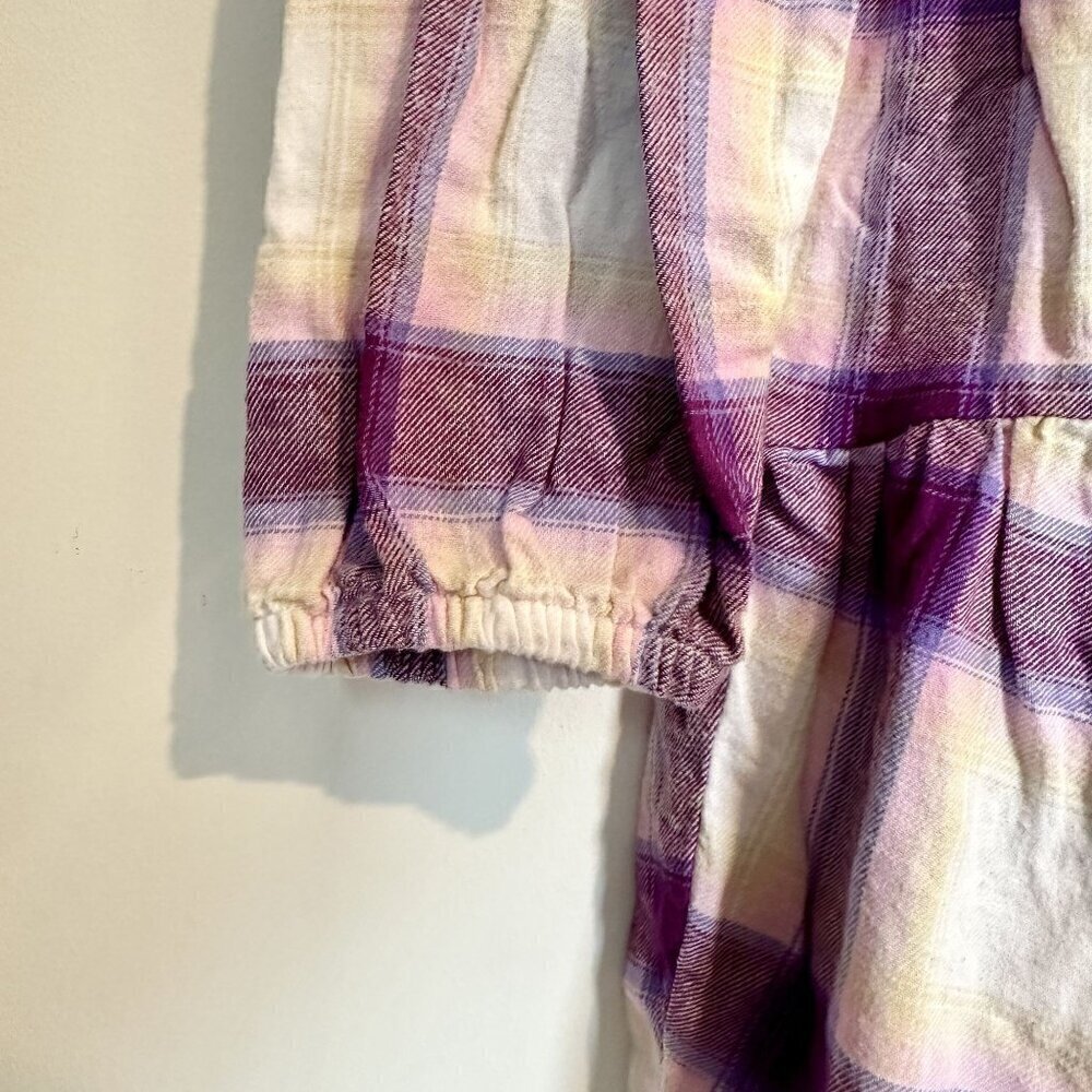 NWT BP by Nordstrom Cream + Purple Plaid Long Sleeve Square Neck Mini Dress - S - Picture 6 of 7